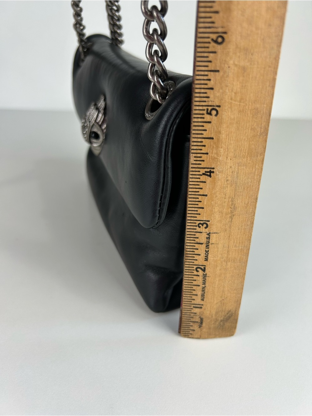Kurt Geiger Black Leather Chain-Strap Handbag THE KEW - Picture 12 of 14